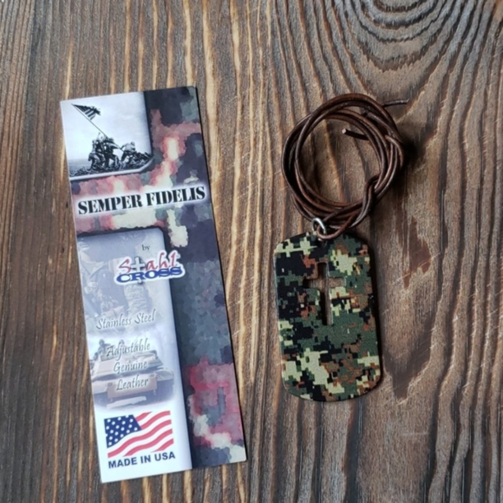 Stahl Cross ~Semper Fidelis Marines Cross~ Dog Tag